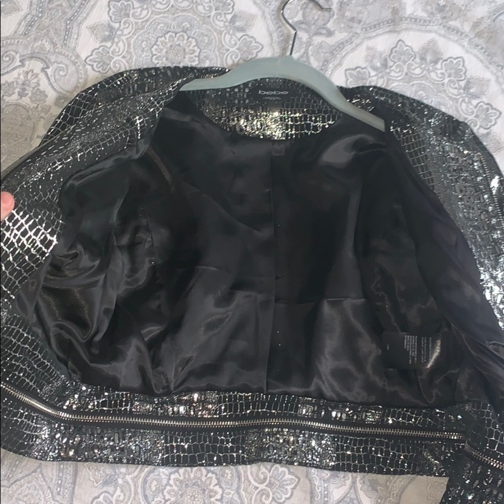 Bebe Cropped Suede/Foil Jacket - image 5